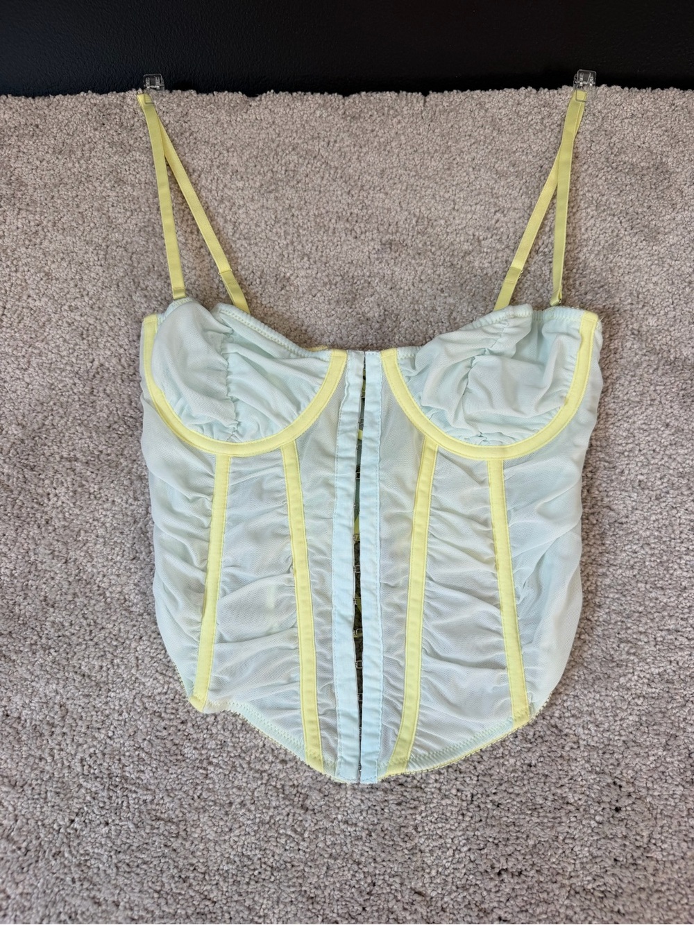 Out From Under Modern Love Mint Green Yellow Corset Top from Urban Outfitters M